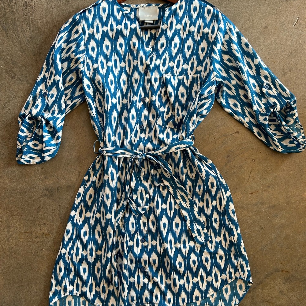 Maeve Blue and White Dolman Sleeve Wrap Sundress Anthropologie